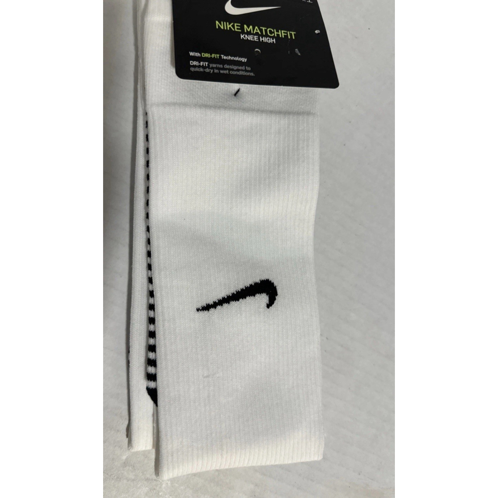 Nike MATCHFIT Soccer Knee High Socks White Large Men‎ 8-12 Women 10-13 NEW